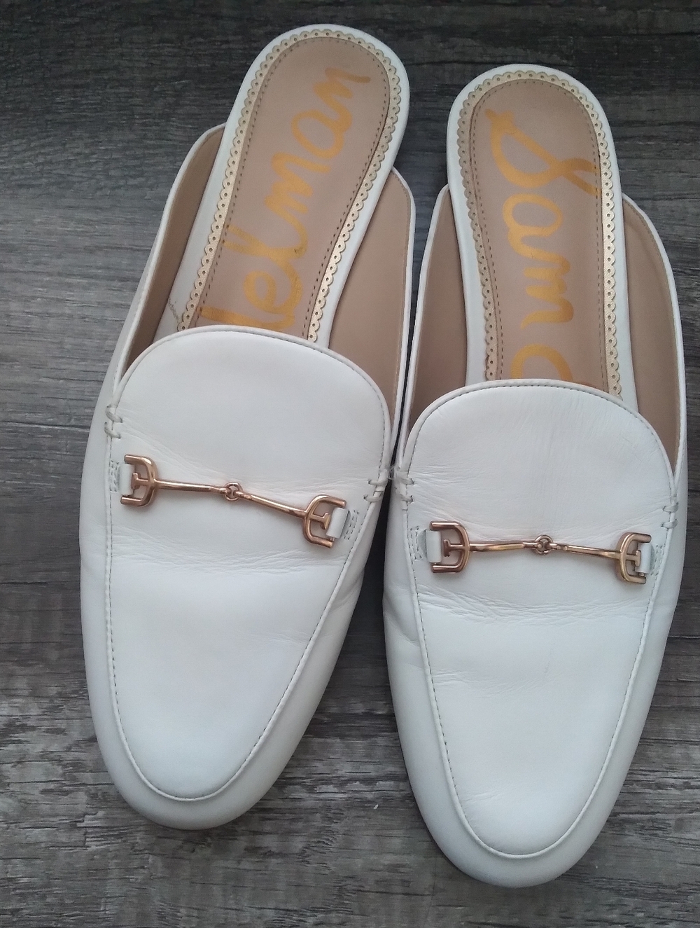 Sam Edelman Linnie White Nappa Leather Flat Mules